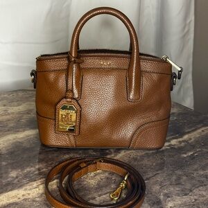 Lauren Ralph Lauren Brown Mini Bag with Pebbled Leather